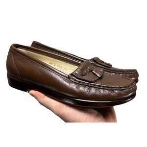 SAS Tassled Loafers Womens 6 1/2 W Brown Leather Slip On Tripad Comfort
